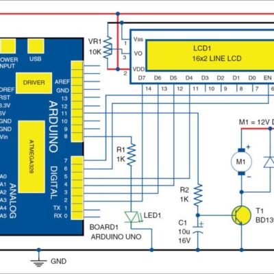Fig. 1: Circuit diagram of the temperature-based fan speed control and monitoring using Arduino