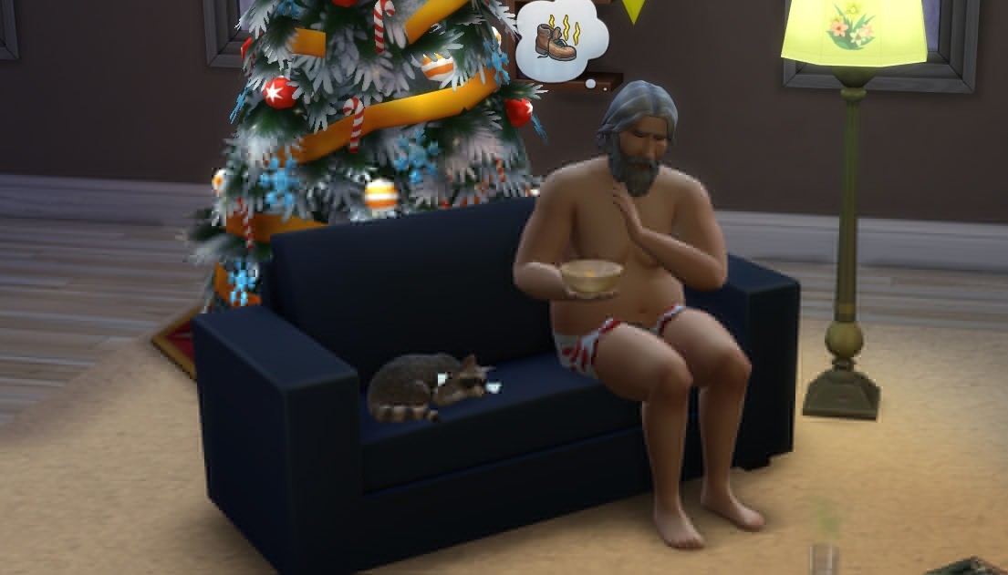 I ruined Santa's life and career by gifting him diseased raccoons in the Sims 4