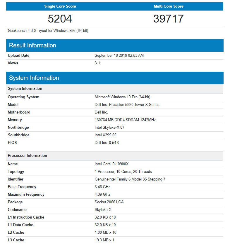 Intel Core i9-10900X Cascade Lake-X HEDT CPU seen