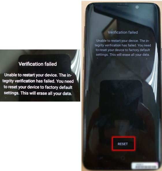 Your device has failed verification