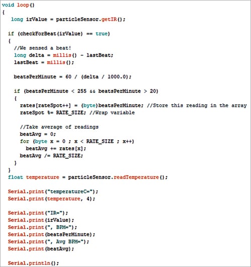 Fig. 4: Code snippet for updating the sensor data in web dashboard