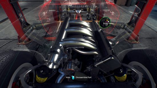 The details of a car's insides in one of the best building games, Car Mechanic Simulator