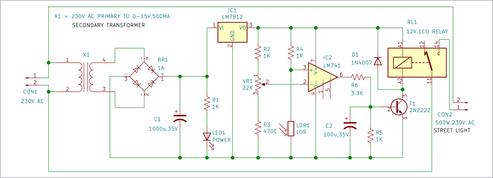 1671744604 378 Automatic Streetlight Circuit Circuit diagram for the automatic streetlight