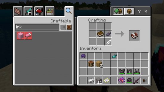 Minecraft book - the recipe to add a quill to your book in Minecraft.