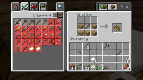 Minecraft boats - this is the boats recipe for Minecraft Bedrock edition. It's the same as the Java edition (three wood planks at the bottom and two on the left and right spaces in the middle row), but it also includes a wooden shovel in the middle block on the middle row.