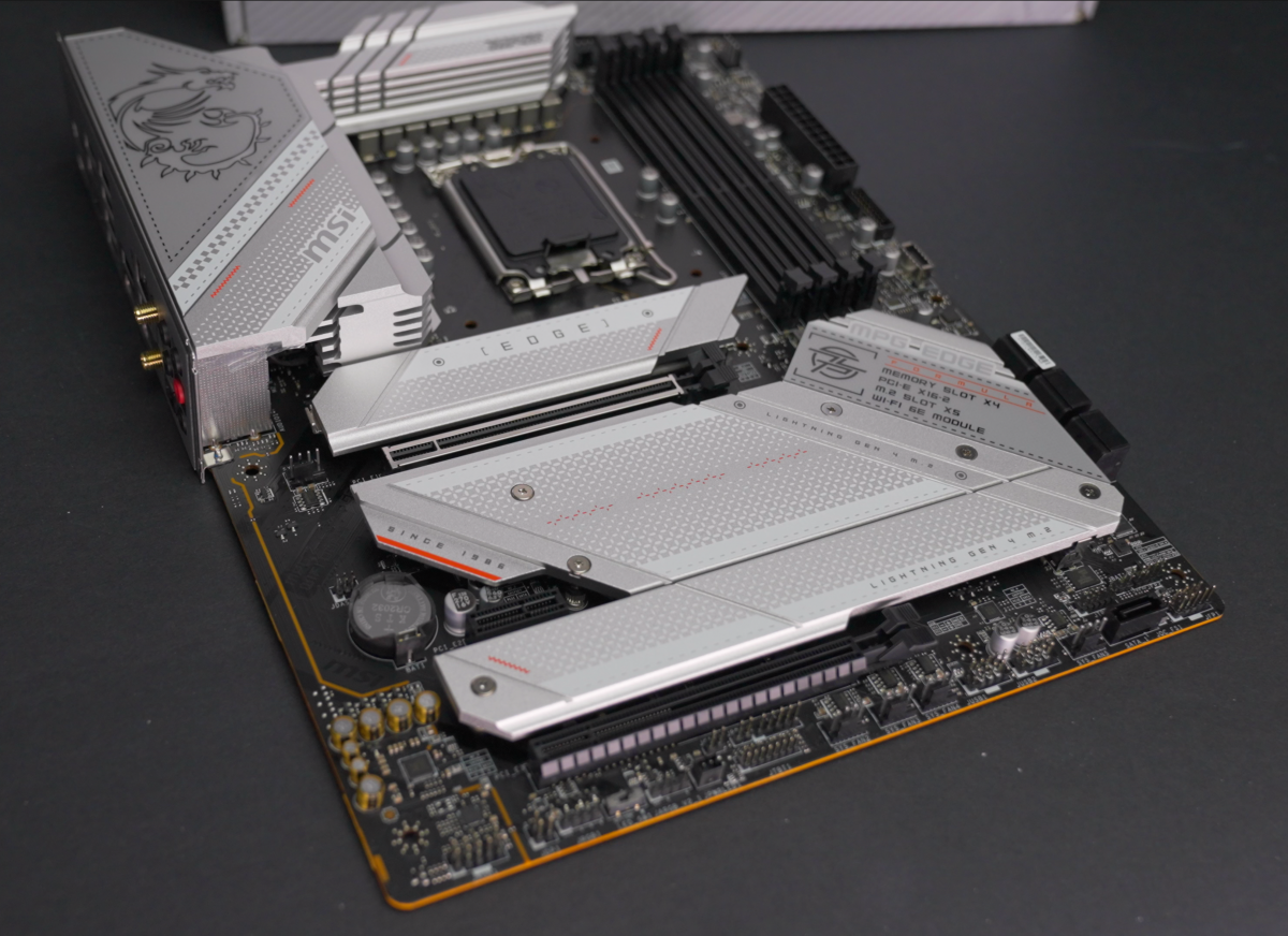 1674570604 545 MSI Z790 Edge WiFi DDR4 A motherboard with a silver MSI Z790 Edge Wifi DDR4