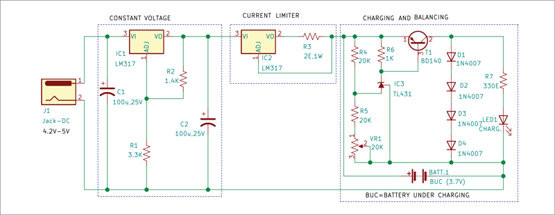 Circuit diagram of the battery charger 