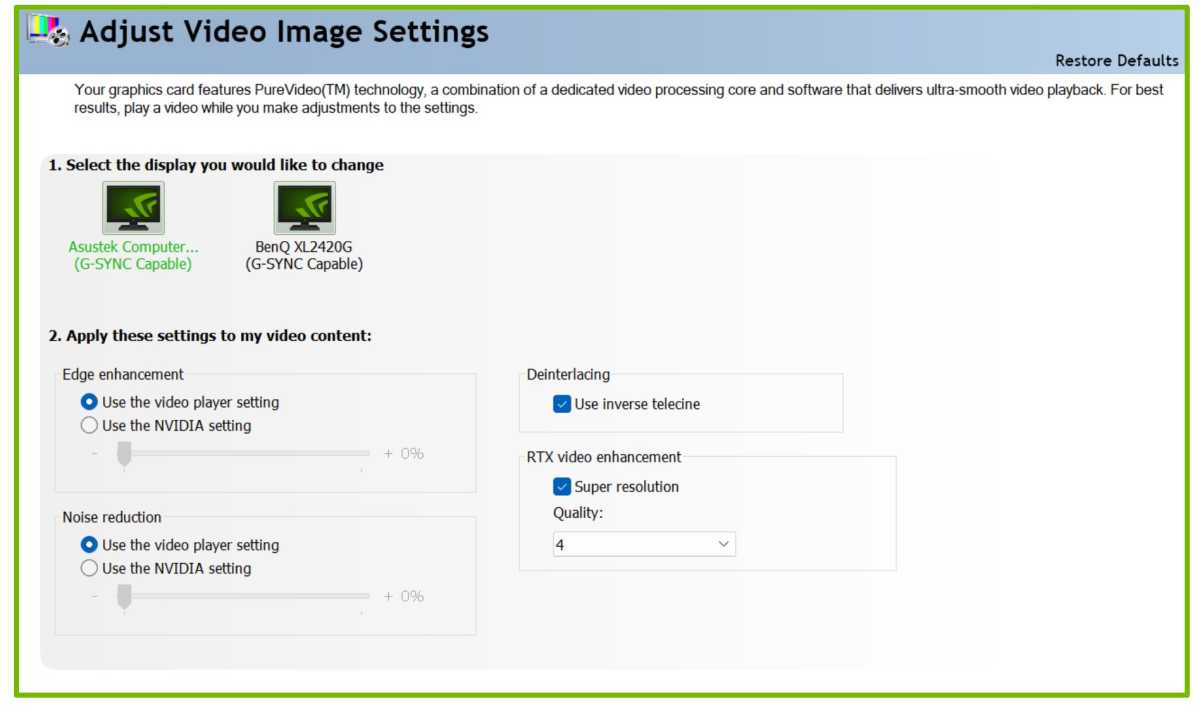 Activate RTX VSR in Nvidia Control Panel