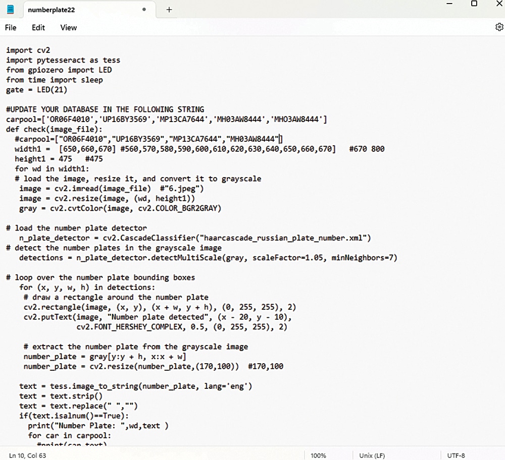 Fig. 6: Python code’s snippet 
