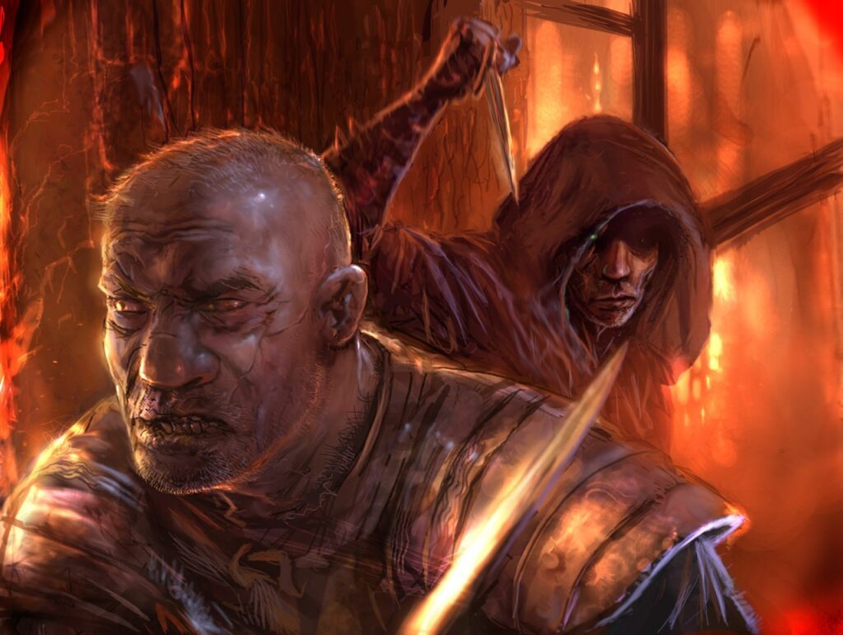 Garrett raises a dagger for a backstab