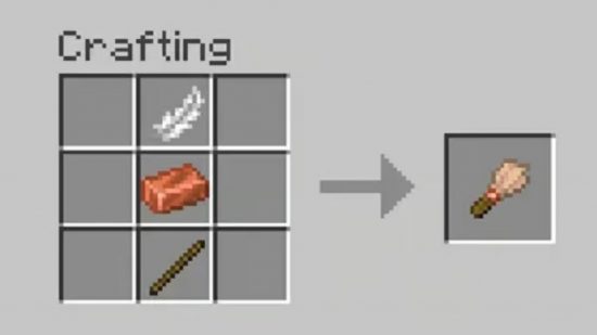 A look at the Minecraft crafting table, with three ingedients placed down the center.