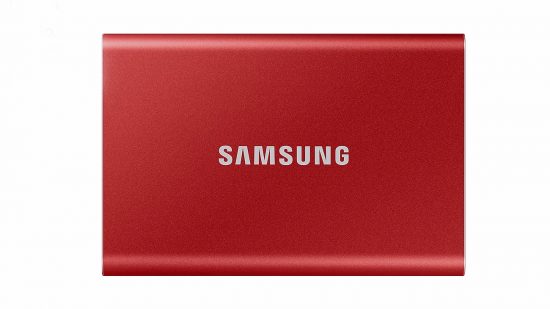 The Samsung T7 portable SSD on a white background
