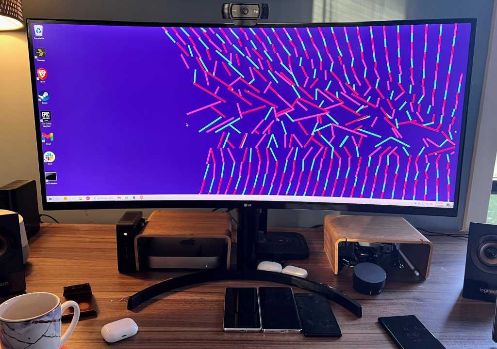 An ultrawide monitor on a desk