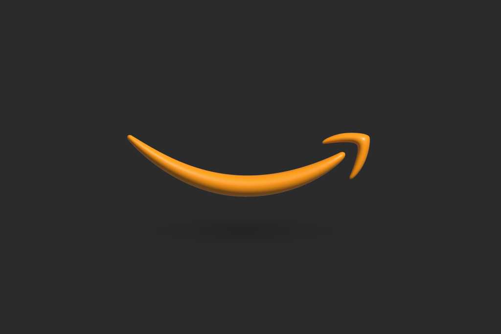 Amazon logo orange smile on black background