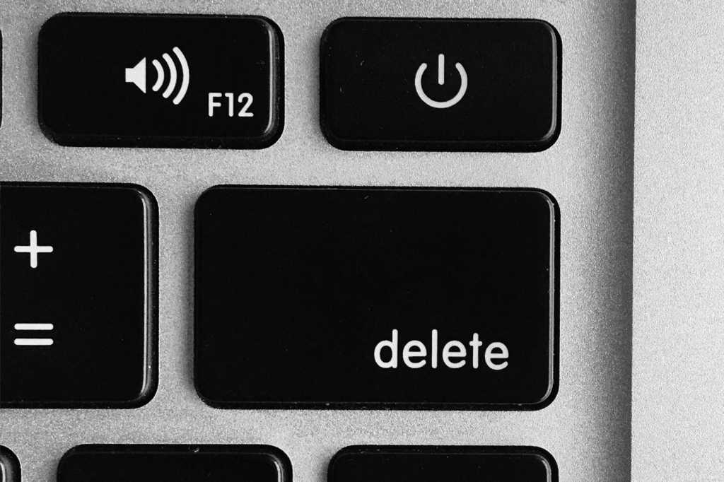 Close up of Delete key on a laptop keyboard