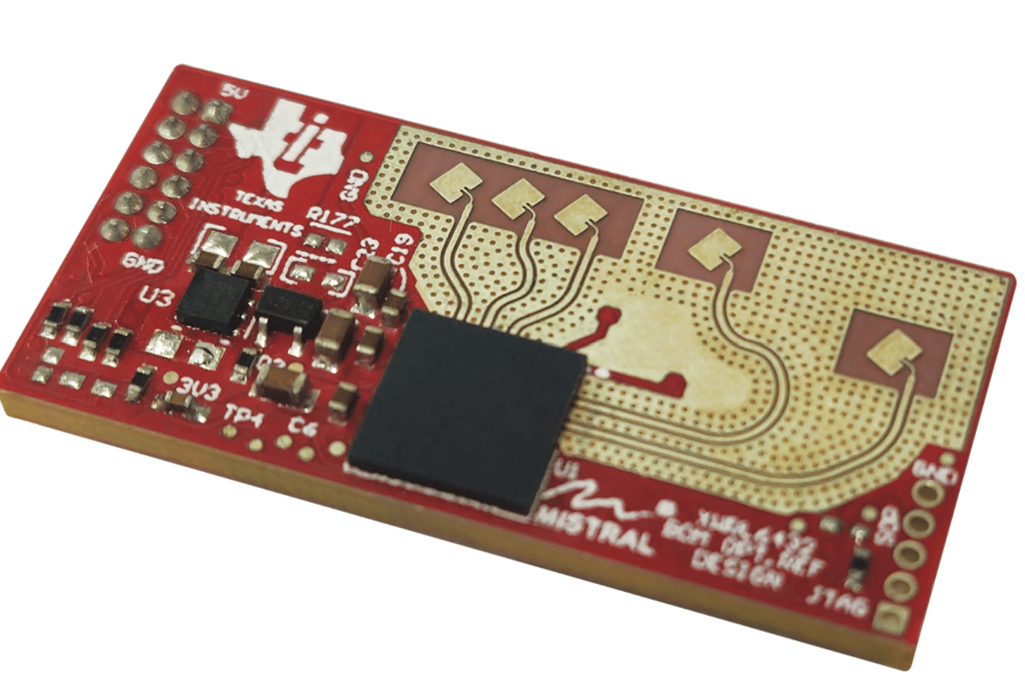 TIDEP-01033 60GHz integrated radar cost-optimized small form factor reference design angled design image